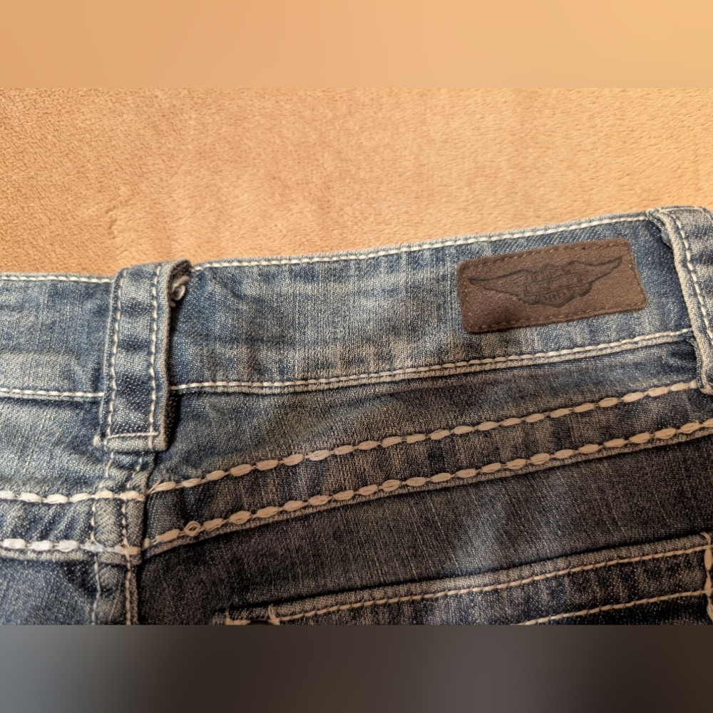 Authentic Harley-Davidson® Stylish Blue Jeans with Embellished Rhinestone Size 4 - Picture 6 of 16
